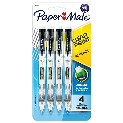 1 Set of 4 0.7 mm Lead Pencil Black Barrel Refillable Clearpoint Mechanical Pencils 