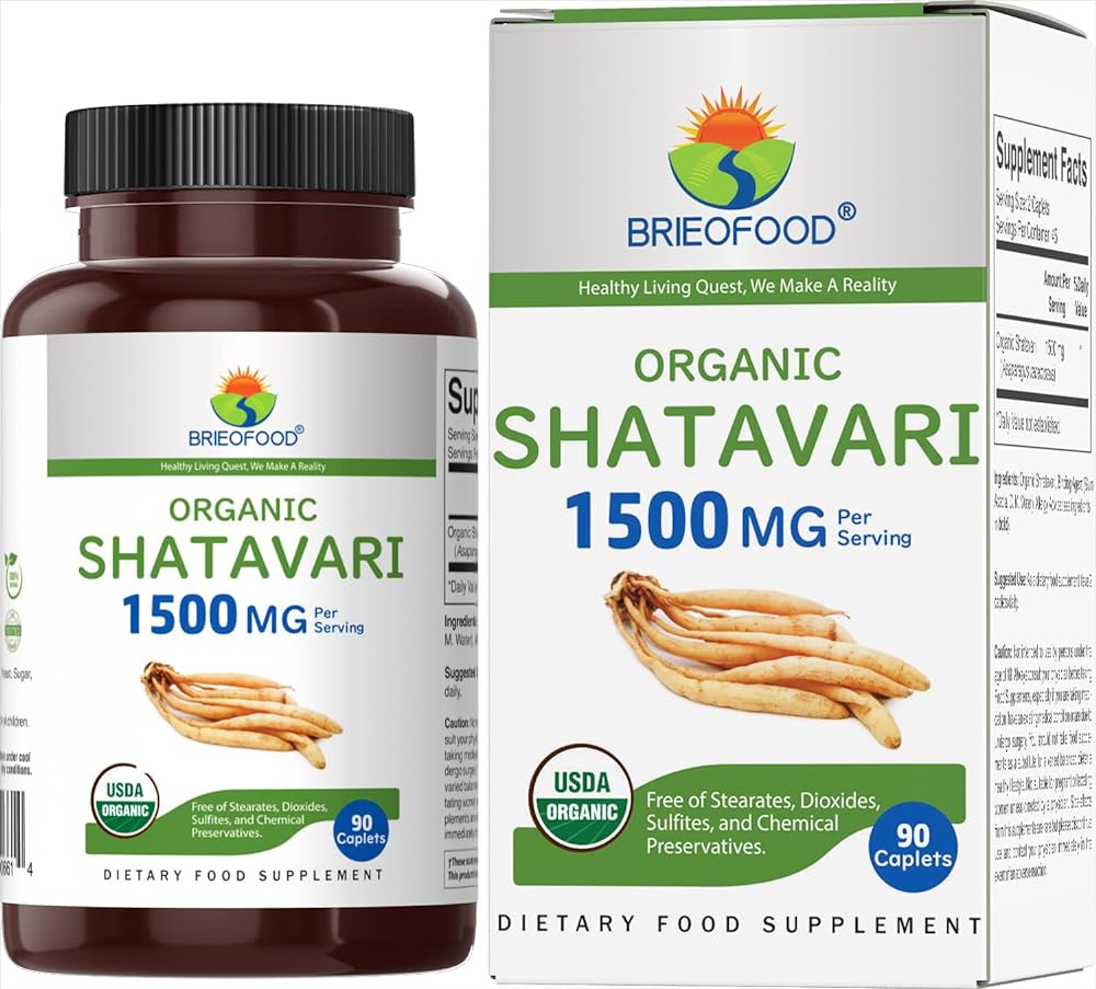 Brieofood Organic Shatavari 1500mg Tablets