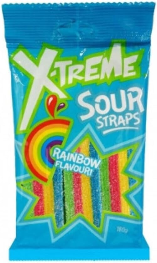 Candy Xtreme Rainbow Sour Straps, 160g