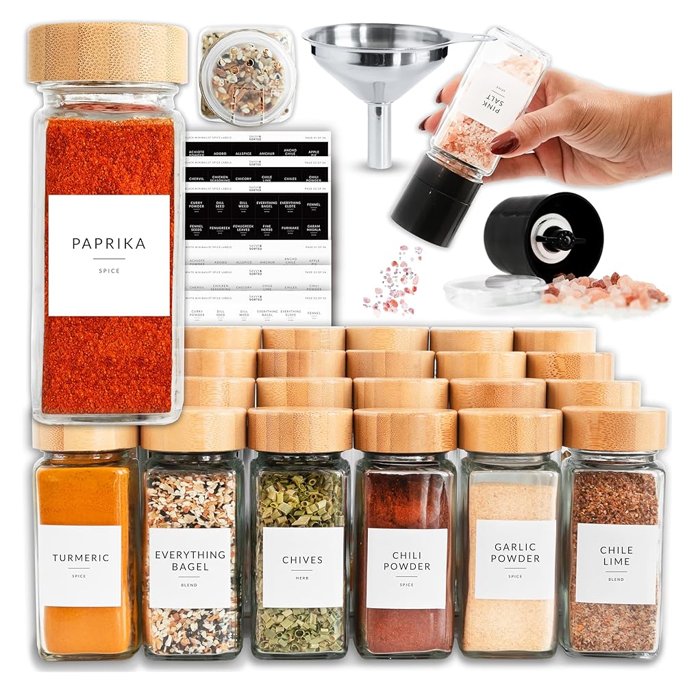 Glass Spice Jar Set with Labels