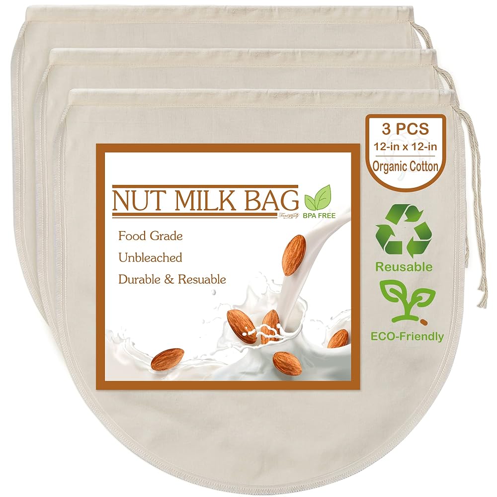 Nut Milk Bags – 100% Cotton, Reus...