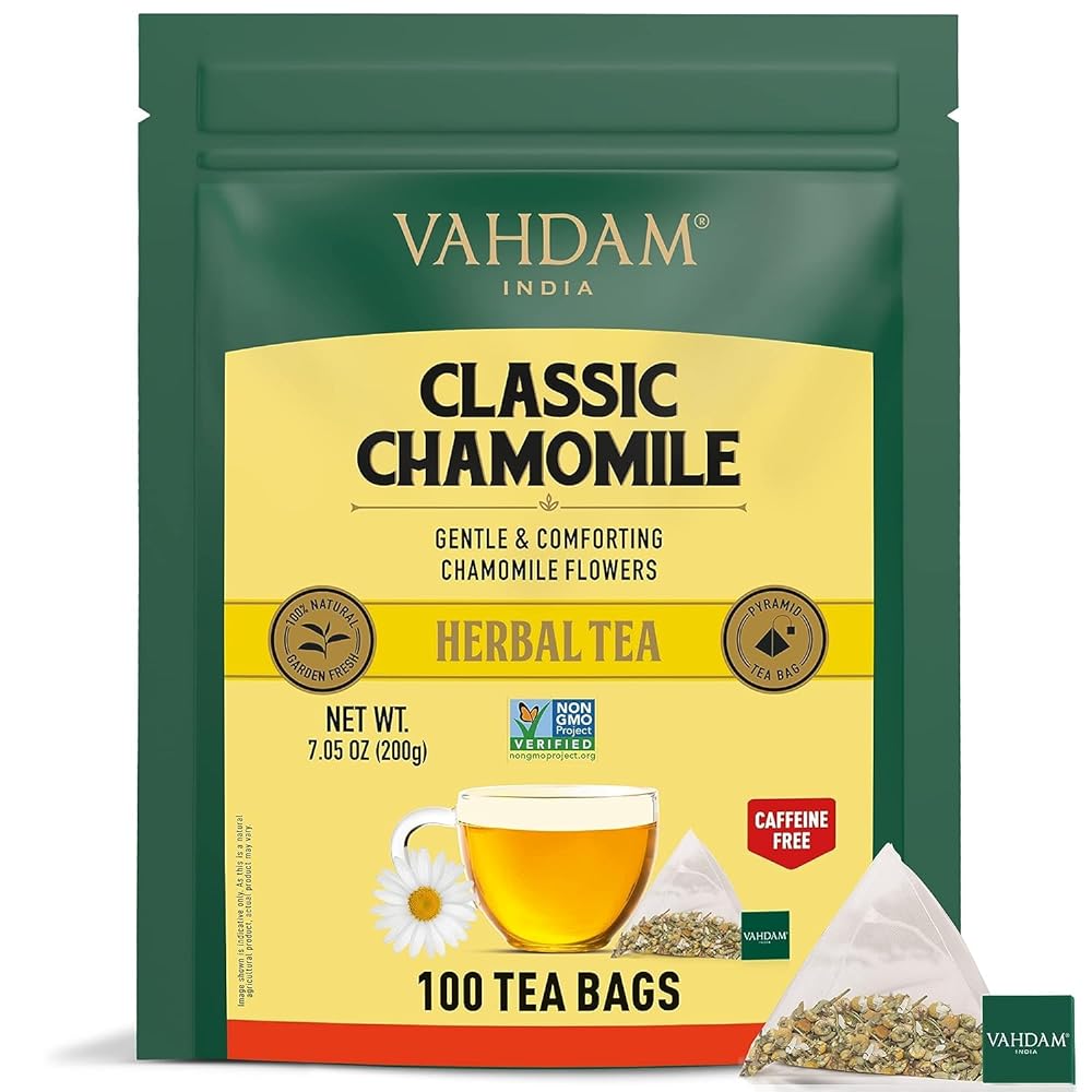 VAHDAM Chamomile Herbal Tea Bags, 100 C...