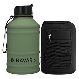 Camping 2.2L Navaris Stainless Steel Water Bottle More Than Half Gallon Capacity 75oz Big Metal Drinking Bottle for Sports Gym 