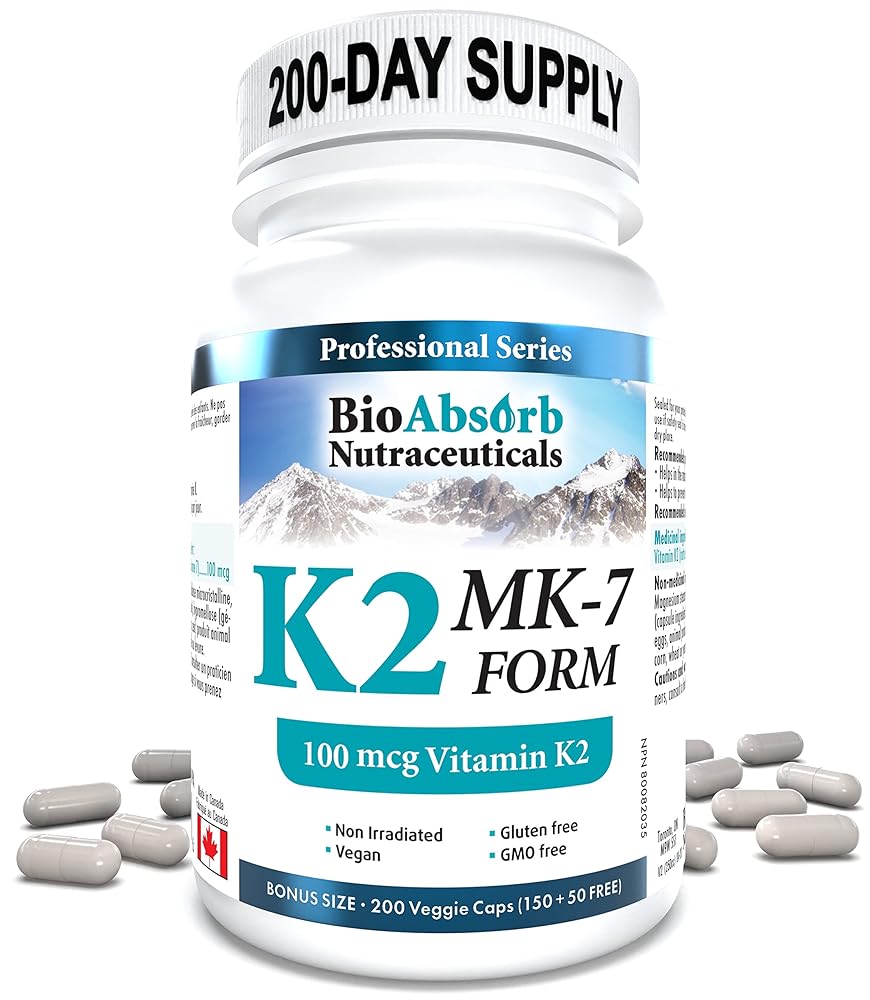 Brand K2 MK-7 Supplement: 200 Capsules