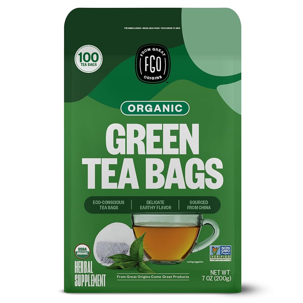 FGO Organic Green Tea, 100 Count