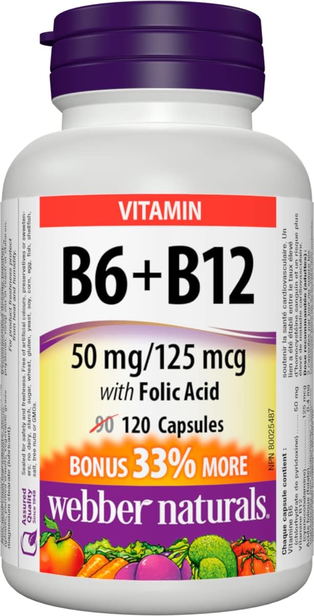 Webber Naturals B6 B12 Folic Acid Capsules