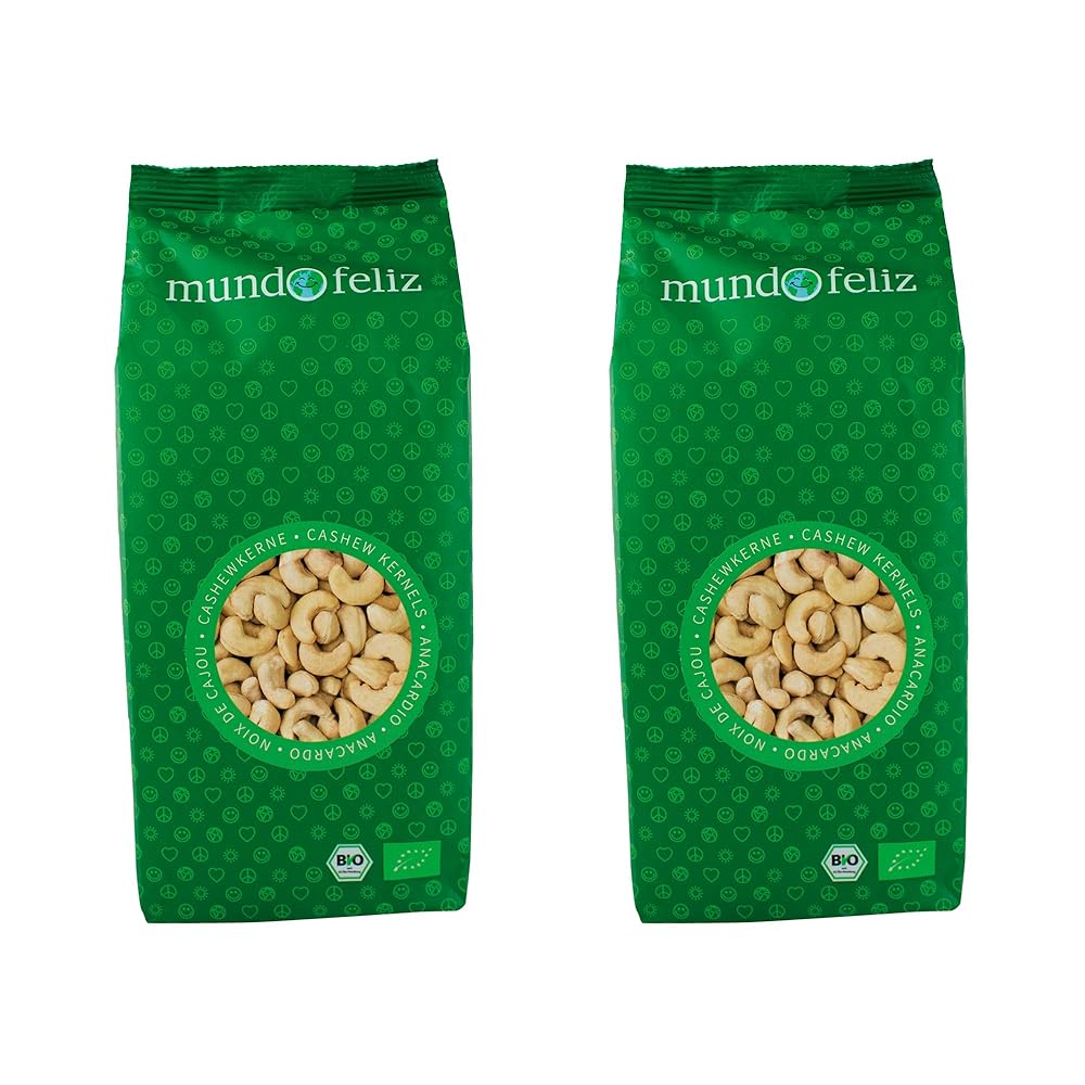 Mundo Feliz Organic Cashew Nuts, 2 x 500 g