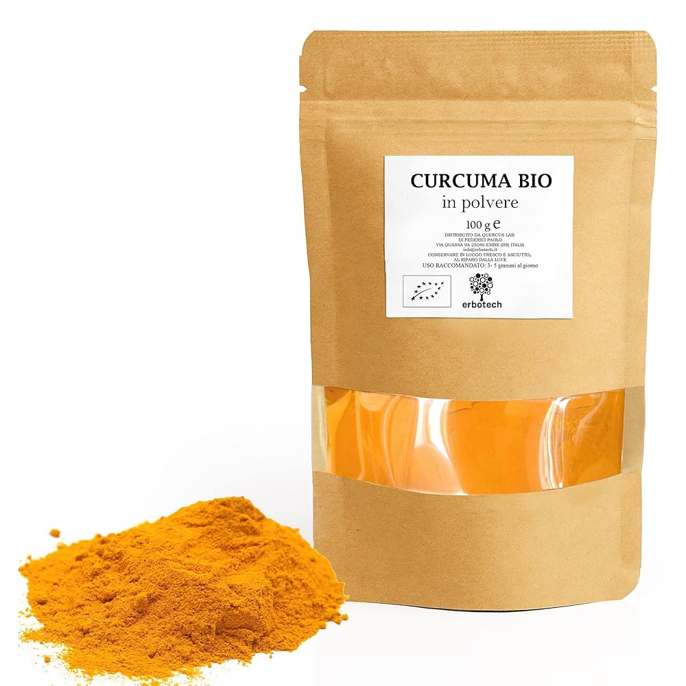 ERBOTECH Organic Curcuma Powder, 100g Bag