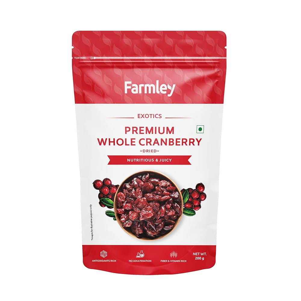 Farmley Whole Dried Cranberries, 200g