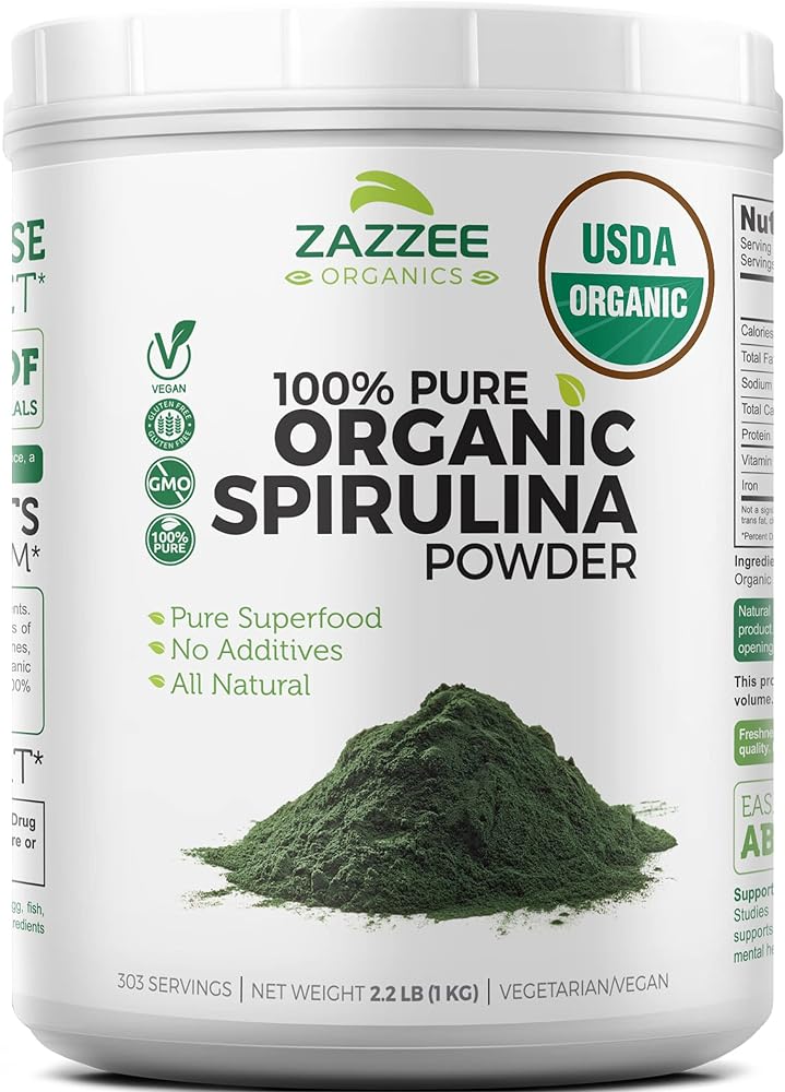 Zazzee Organic Spirulina Powder –...