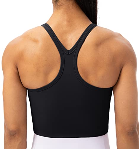 Lavento Strappy Sports Bras for Women Longline Padded Medium Support Yoga Training Bra Top 