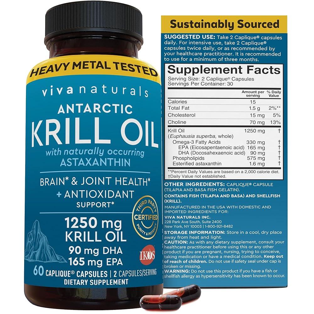 Antarctic Krill Oil 1250mg Supplement &...