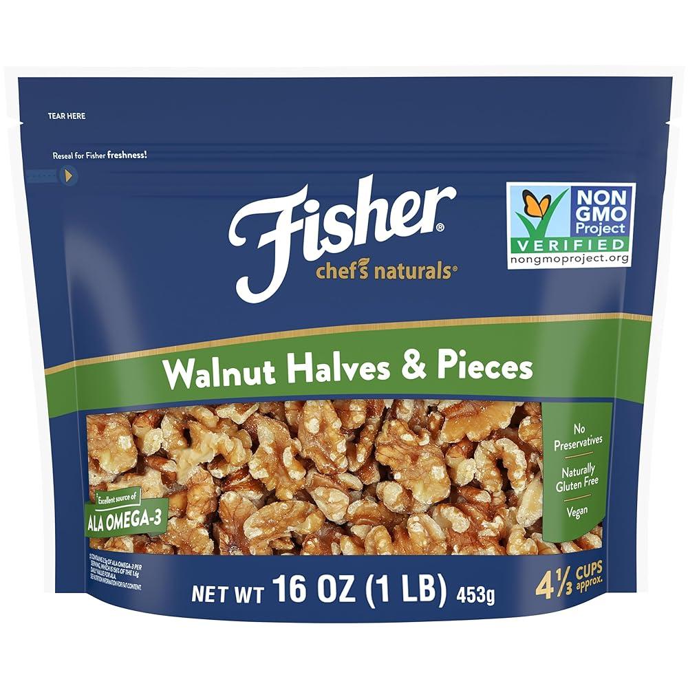 FISHER Walnut Halves & Pieces, 16 oz