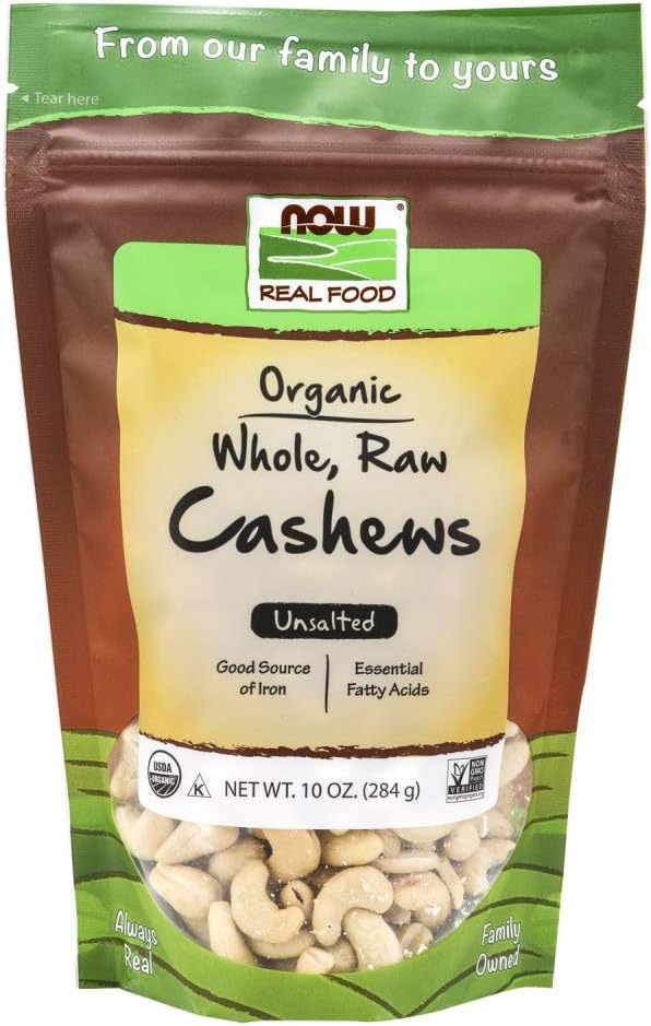 Now Foods Organic Raw Cashews, 284g