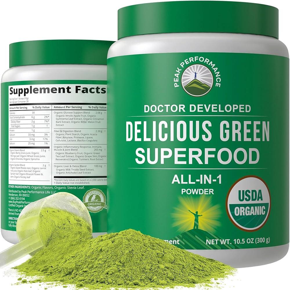 Organic Greens Superfood Powder by Peak...