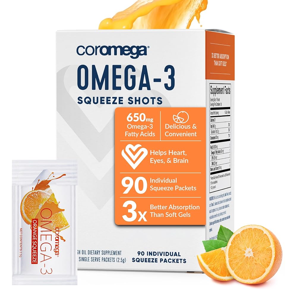 Coromega Orange Omega-3 Squeeze Packets...