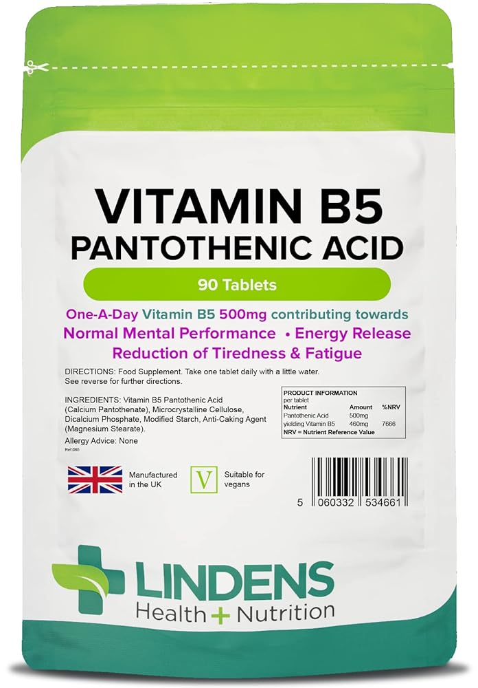 Lindens Vitamin B5 500mg Tablets –...