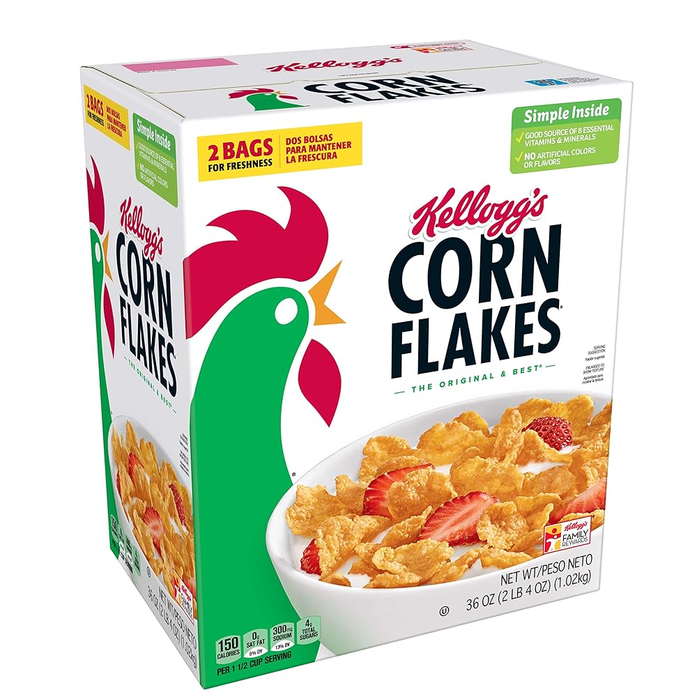 Kellogg’s Corn Flakes Cereal, 8 V...