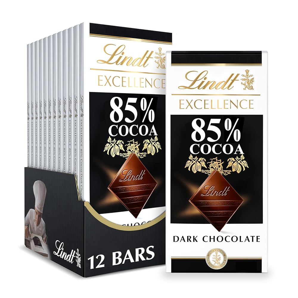 Lindt Dark Chocolate Bar, 85% Cocoa, 3....