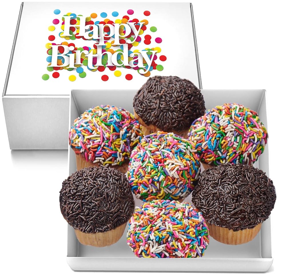 Rainbow Sprinkle Cupcakes Gift Basket